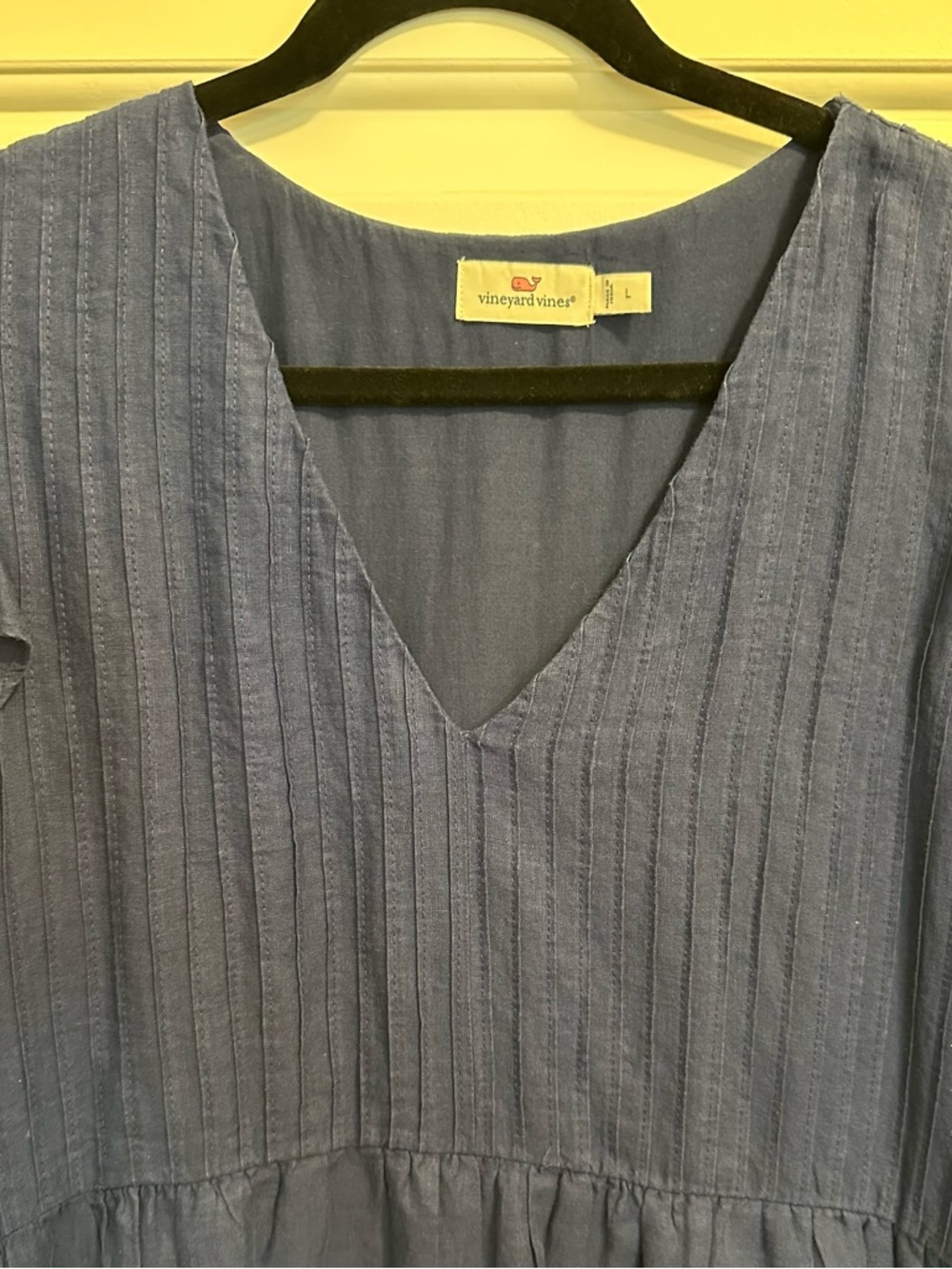 Vineyard Vines Blue Pintuck V-Neck Dress